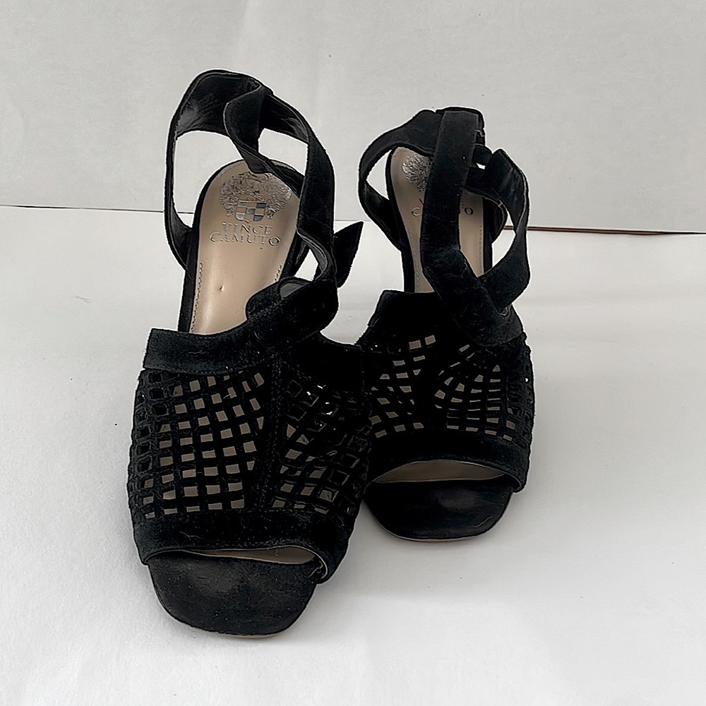 Vince Camuto Peveli Black Suede Stiletto Heels Womens